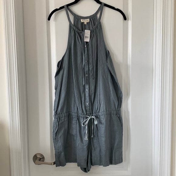Lou & Grey Pants - NWT LOU & GREY Linen Drawstring Racerback Romper